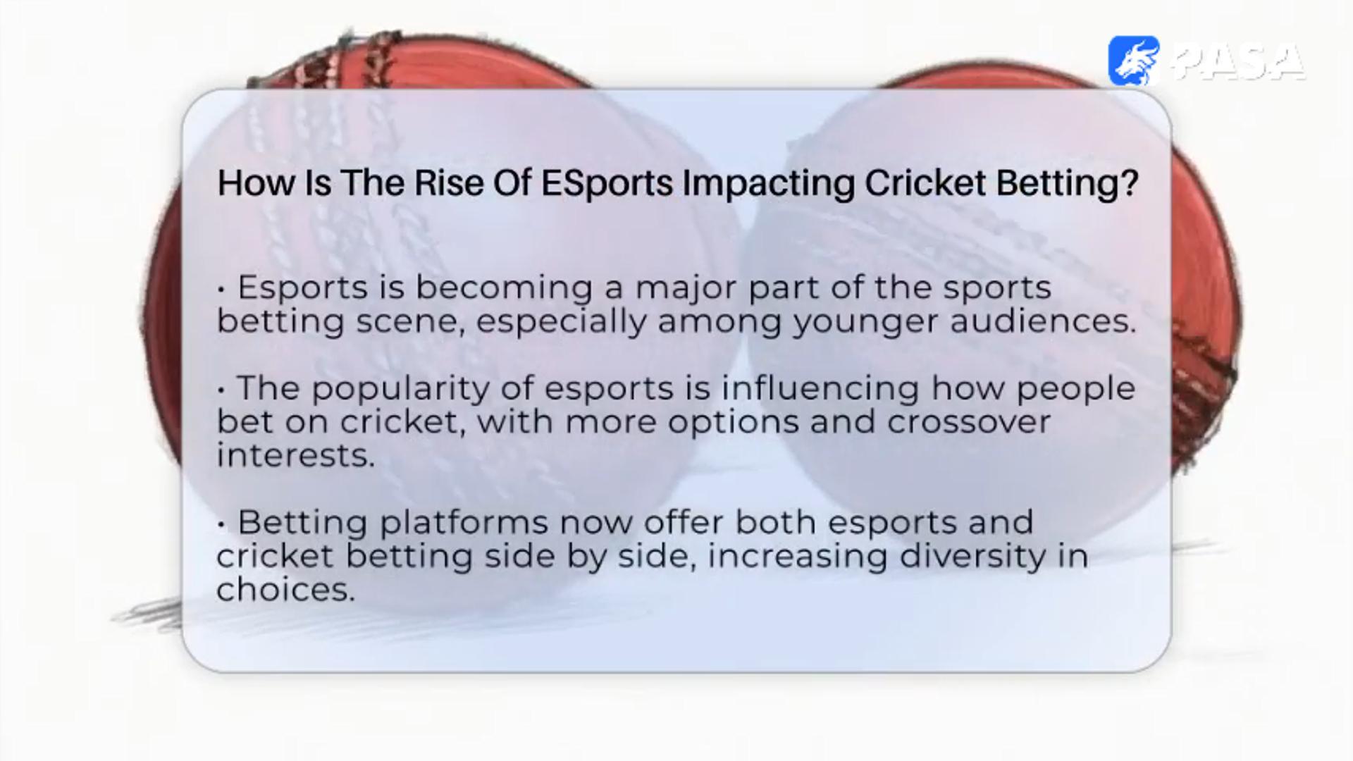 How has the rise of esports affected cricket betting?